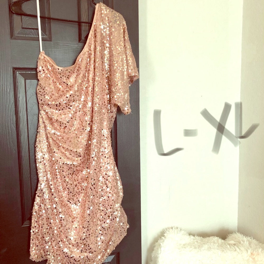 SOLD.  One shoulder sequin cocktail dress